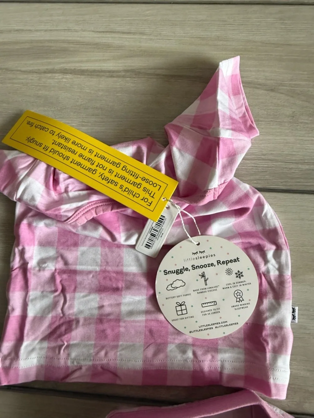 Little Sleepies Pajama Short Set Pink Check 12-18 months NWT